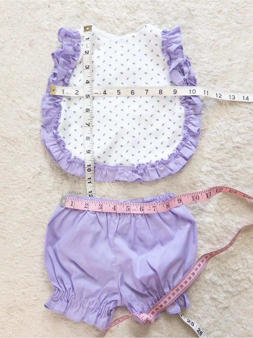 Handmade Purple & White Floral Baby Outfit Set Bloomers 6–12M? Vintage Style